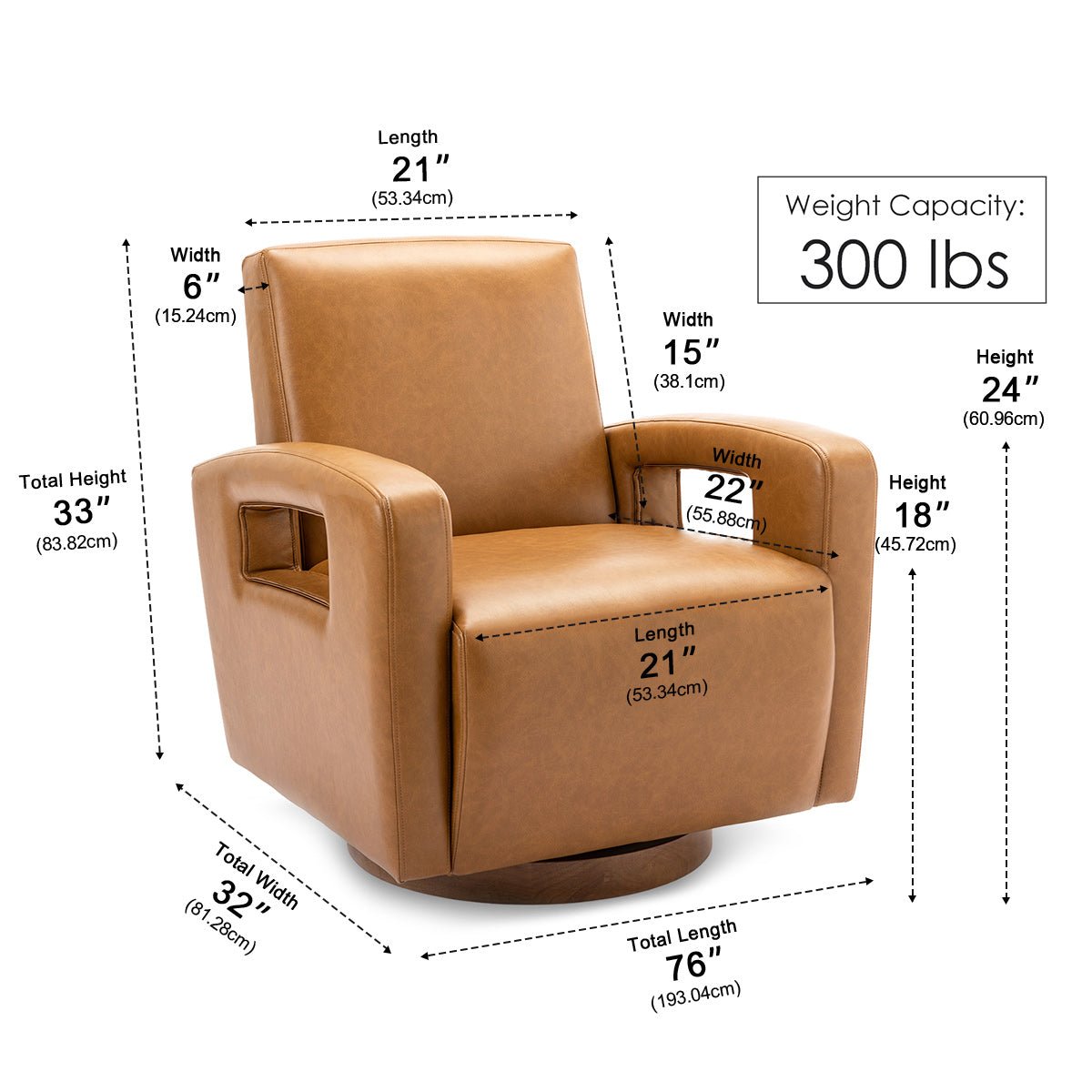 Modern 360 ° Faux Leather Swivel Accent Chair Armchair Single Sofa