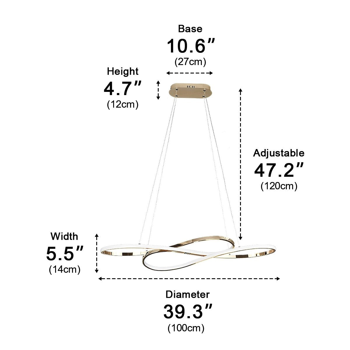 Wavy Double 8-shaped LED Stepless Dimming Modern Minimalist Chandelier