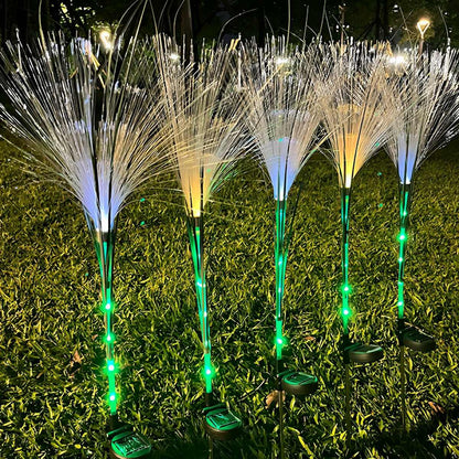 10pcs Solar Waterproof Simulated Reed Fiber Optic Outdoor Lawn Lights