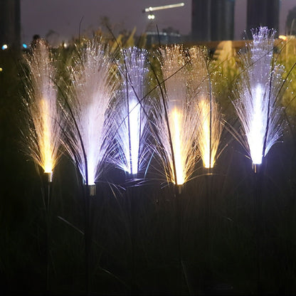 10pcs Solar Waterproof Simulated Reed Fiber Optic Outdoor Lawn Lights