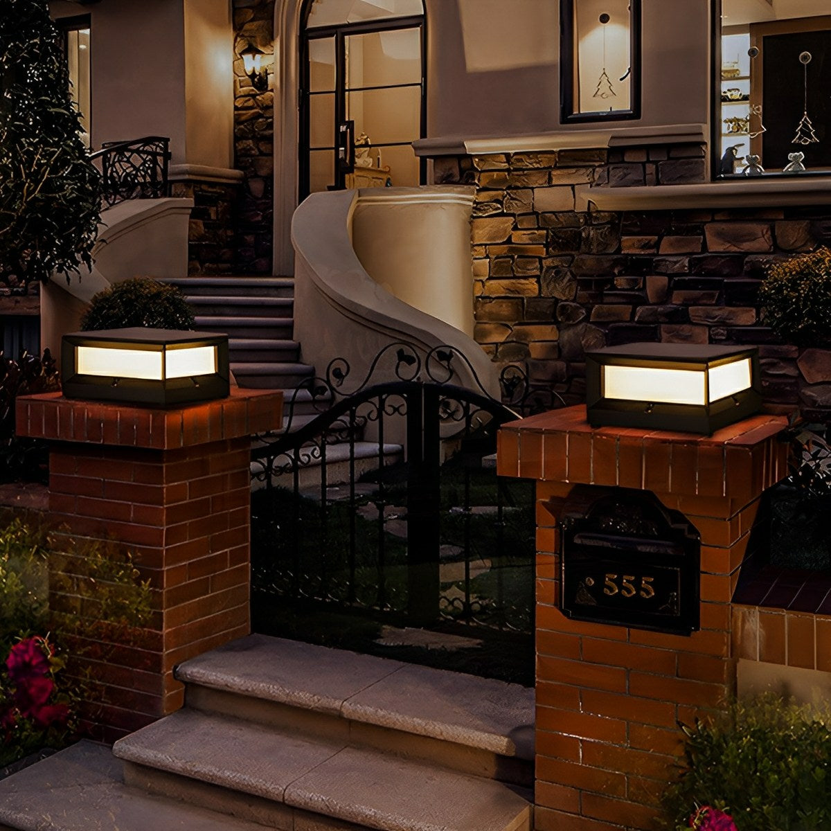 Square Waterproof Black Modern Waterproof  Post Cap Lamp Light