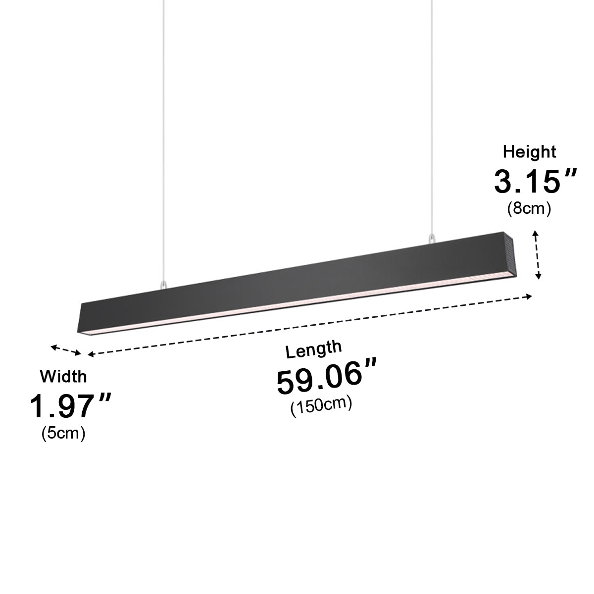 Black Modern Minimalist Linear LED Long Strip Office Ceiling Pendant Lights