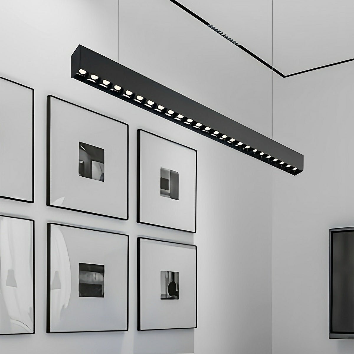 Black Modern Minimalist Linear LED Long Strip Office Ceiling Pendant Lights
