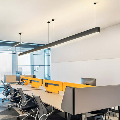 Black Modern Minimalist Linear LED Long Strip Office Ceiling Pendant Lights