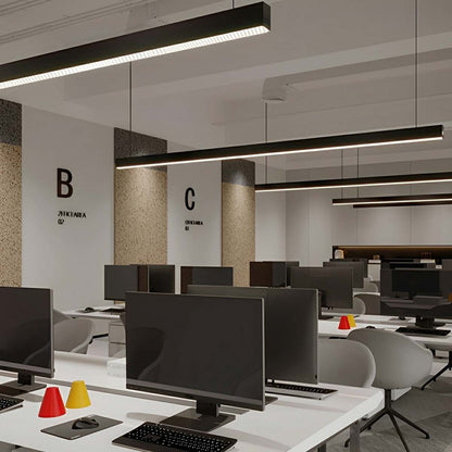 Black Modern Minimalist Linear LED Long Strip Office Ceiling Pendant Lights