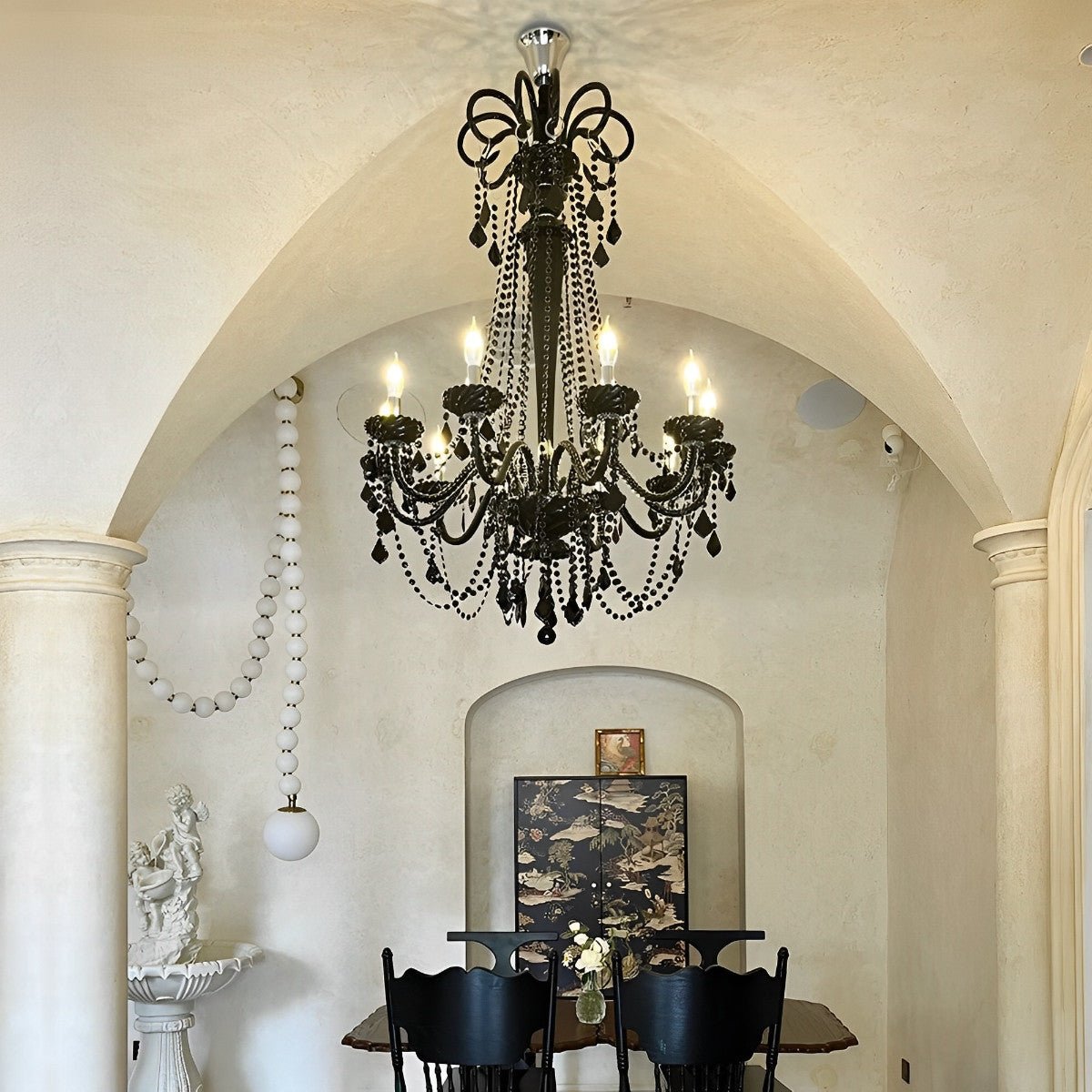 Black Palace Candle Branch Crystal Chandeliers Light