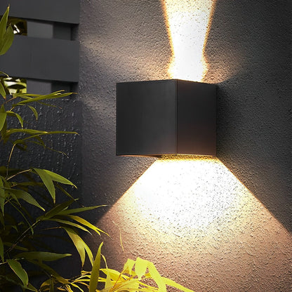 Black Square Up Down LED Lighting Exterior Porch Lights