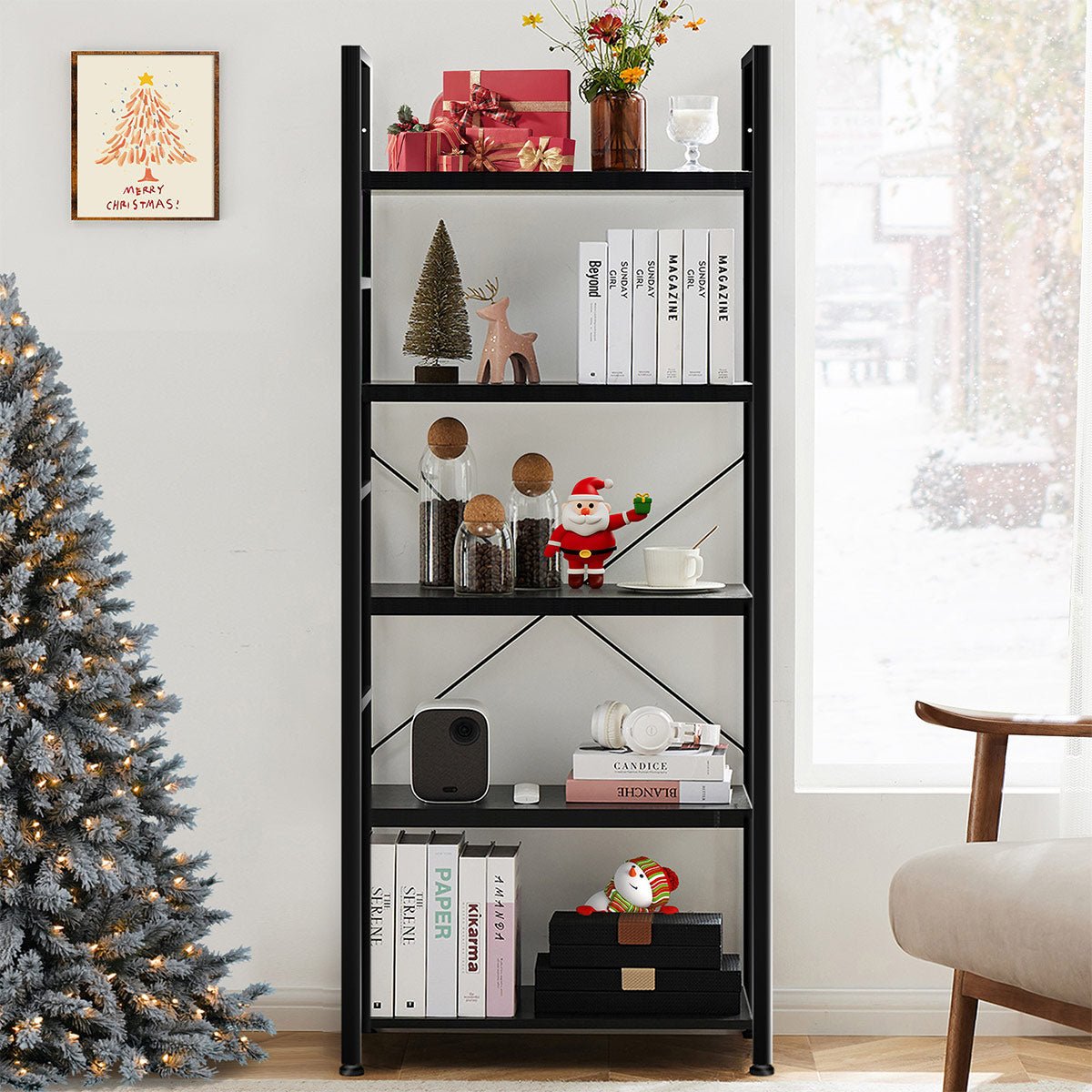 Classic 5 Tiers Bookshelf Storage Rack Shelves Storage Organizer
