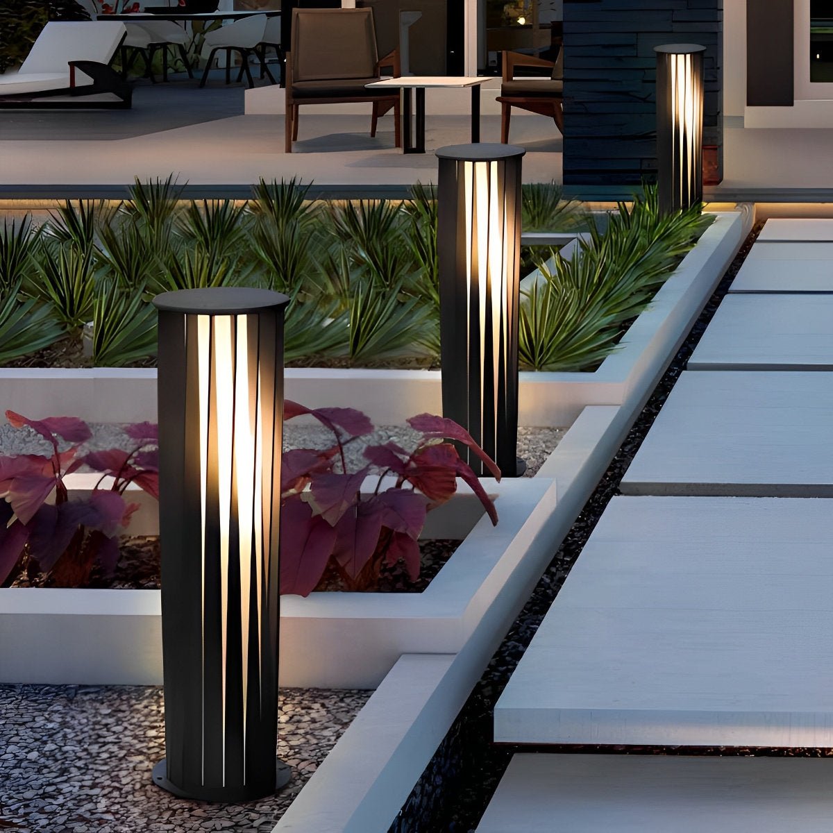 Creative Cylindrical LED Waterproof Black Modern Pathway Light Walkway Floor Lamp