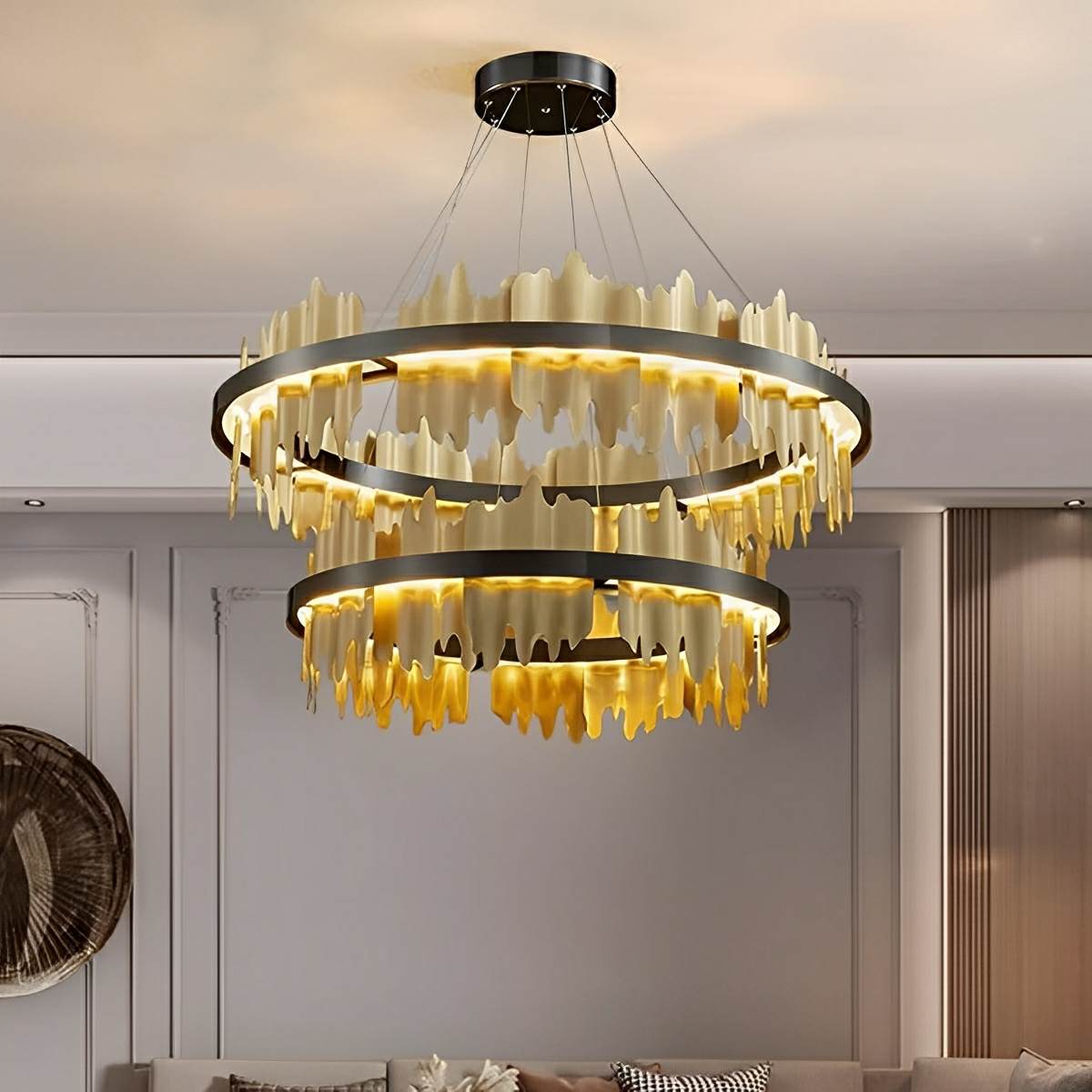 Creative Iceberg Design Metal Circular Stepless Dimming LED Light Chandelier