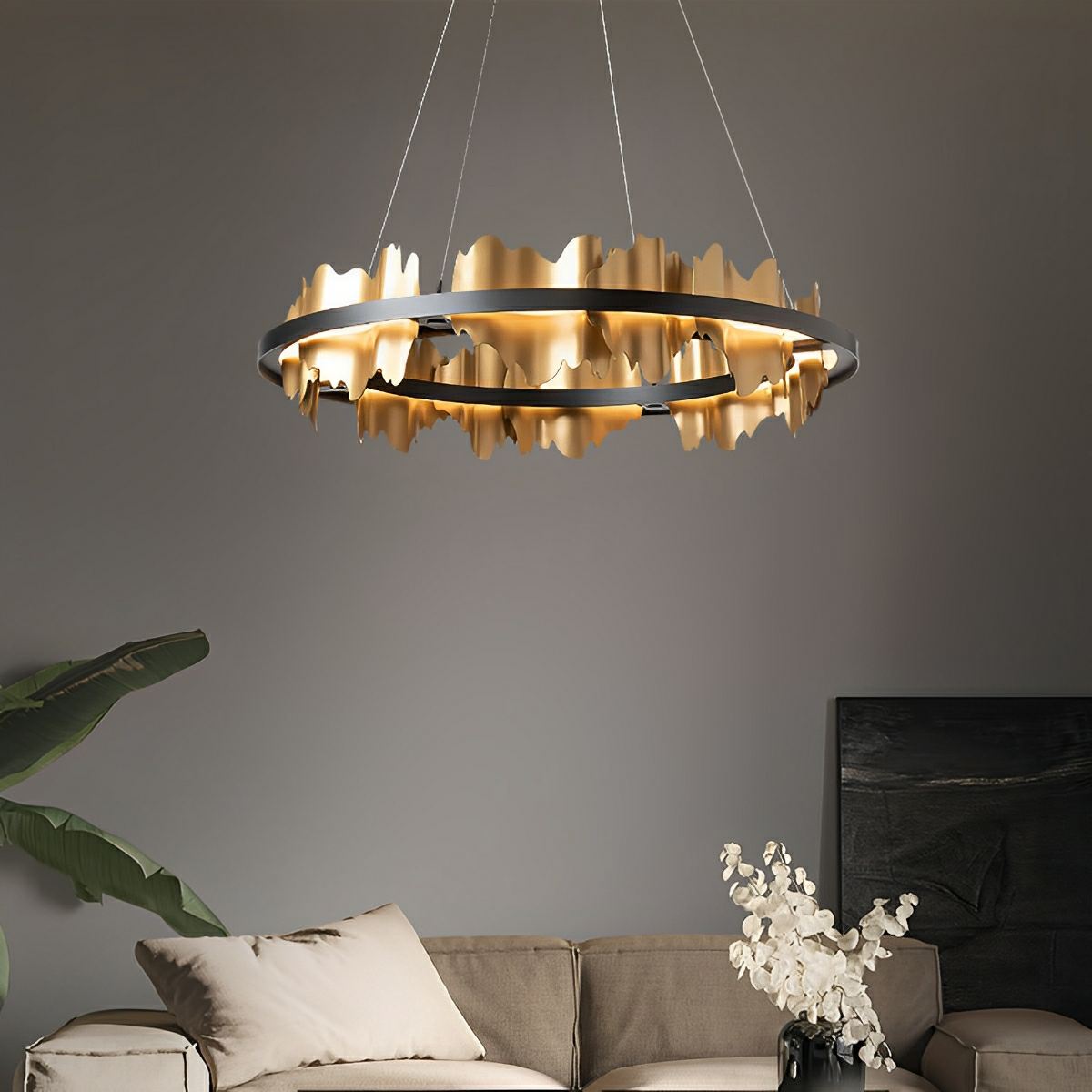 Creative Iceberg Design Metal Circular Stepless Dimming LED Light Chandelier