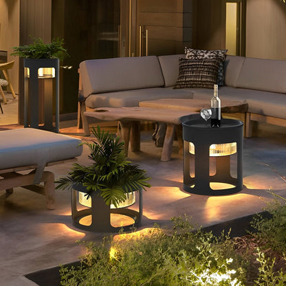 Cylinder Waterproof LED Black Modern Side Table Light