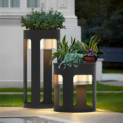 Cylinder Waterproof LED Black Modern Side Table Light