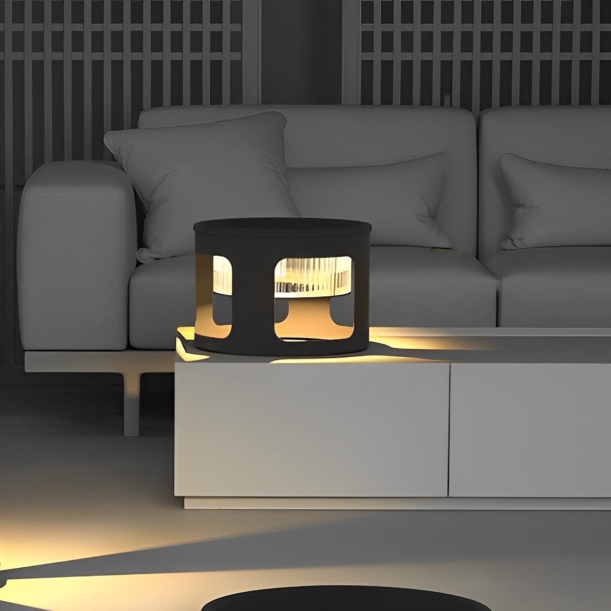 Cylinder Waterproof LED Black Modern Side Table Light