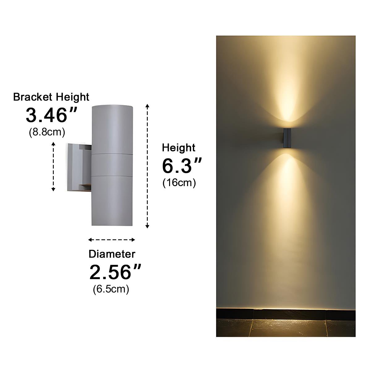 Cylinder Waterproof Outdoor Up and Down LED Exterior Wall Lights Spotlight