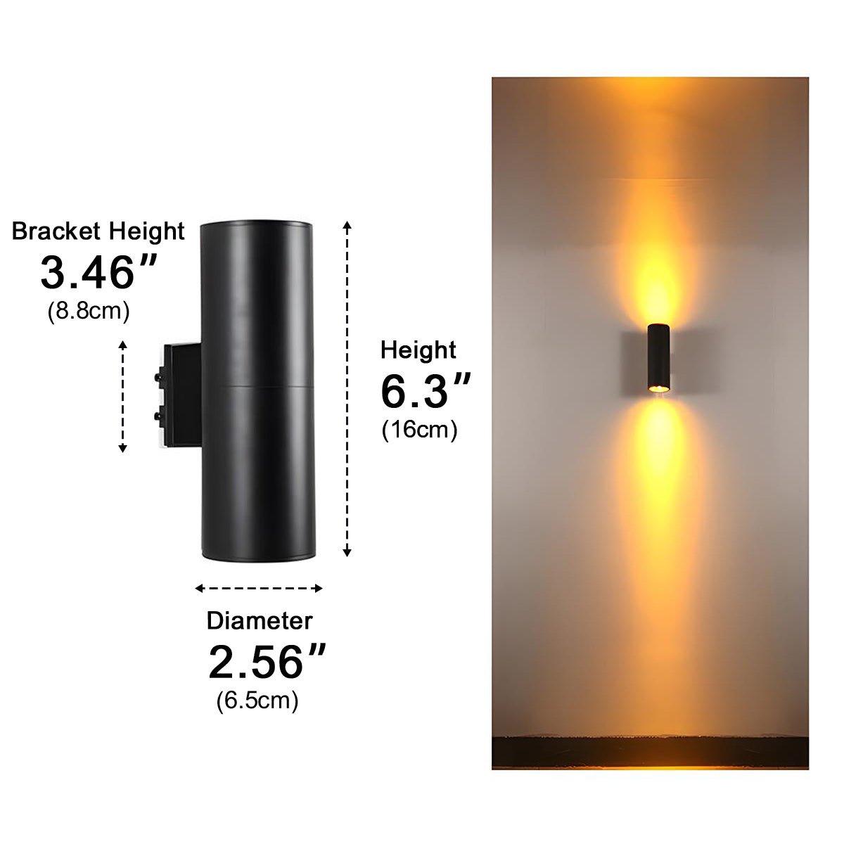 Cylinder Waterproof Outdoor Up and Down LED Exterior Wall Lights Spotlight