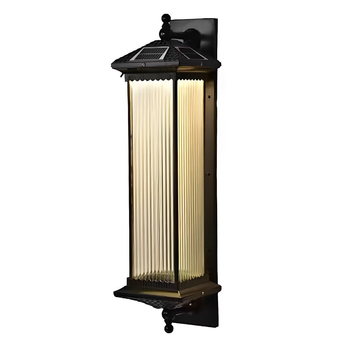 Solar Waterproof Retro Striped Glass Outdoor Wall Lights Sconce