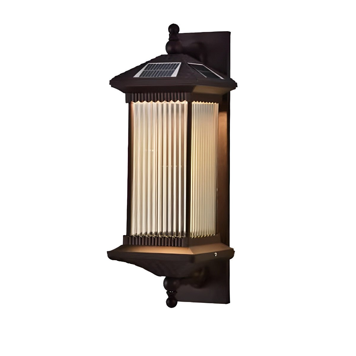 Solar Waterproof Retro Striped Glass Outdoor Wall Lights Sconce