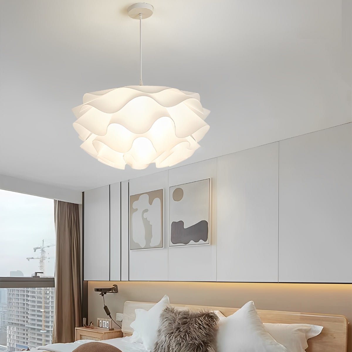 Flower Shaped Three-step Dimming LED White Chandelier Pendant Light