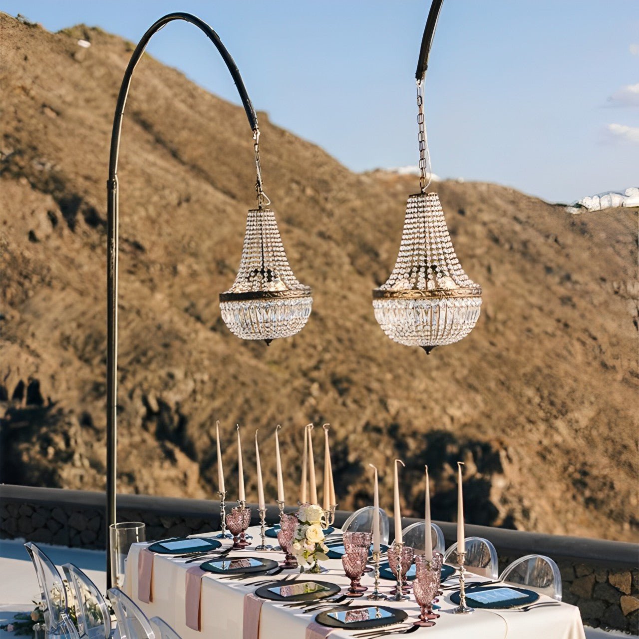 Set of 4 Luxury Waterproof Outdoor Wedding Crystal Chandeliers