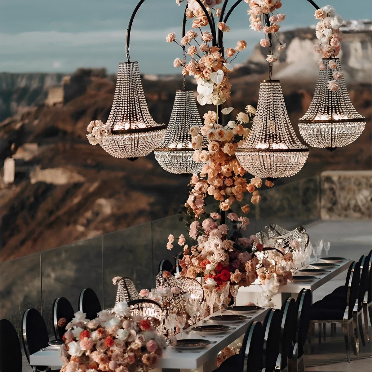 Set of 4 Luxury Waterproof Outdoor Wedding Crystal Chandeliers