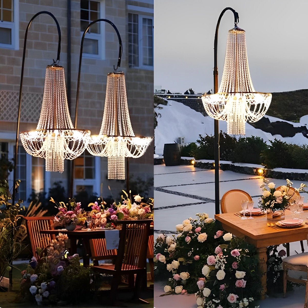 Set of 4 Luxury Waterproof Outdoor Wedding Crystal Chandeliers
