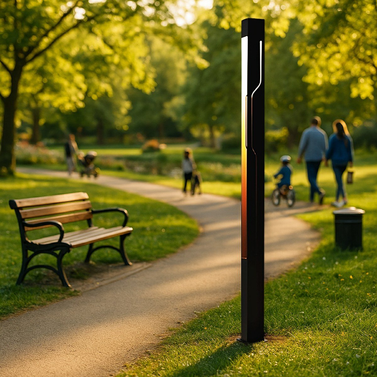Mecha Modern Ash Black Rectangle LED Column Outdoor Pole Street Light