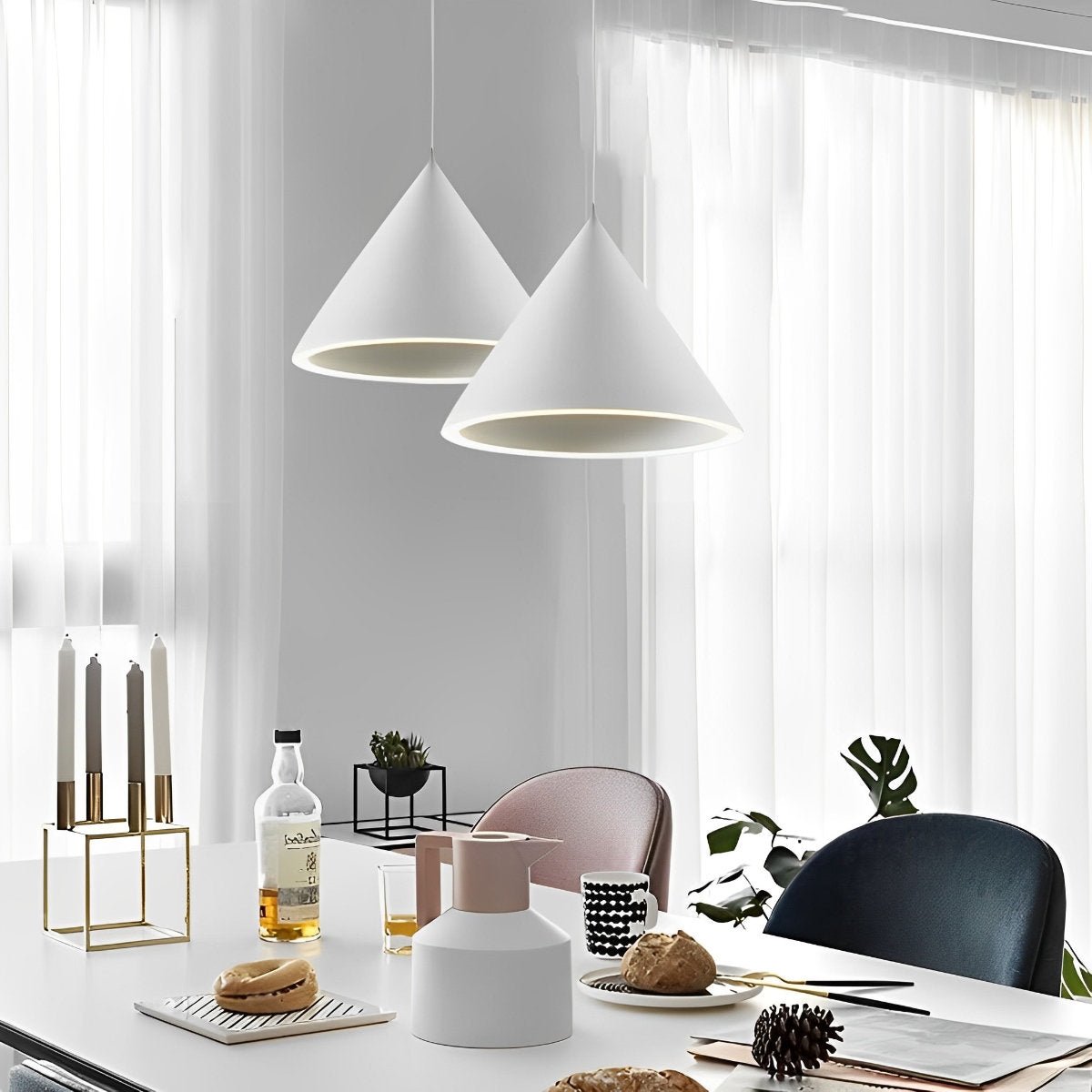 Minimalist Conical LED Macaron Color Pendant Light Island Lighting Chandelier