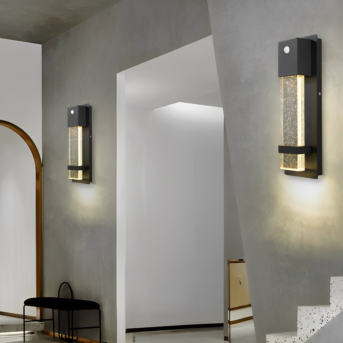 Minimalist Crystal Bubble Glass Waterproof LED Motion Sensor Wall Lamp