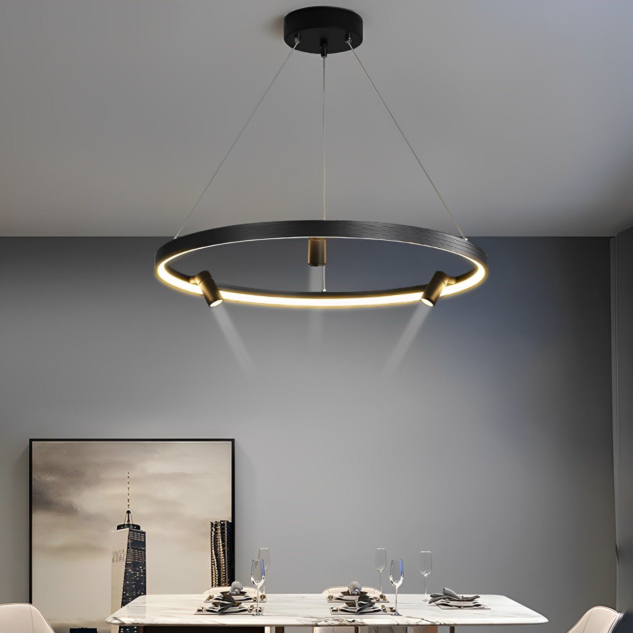 Minimalist Round Ring Creative LED Chandelier Hanging Lamp