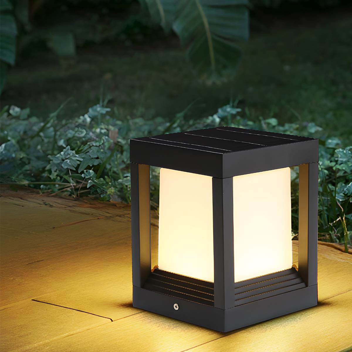 Minimalist Square Waterproof LED Black Modern Fence Post Lights