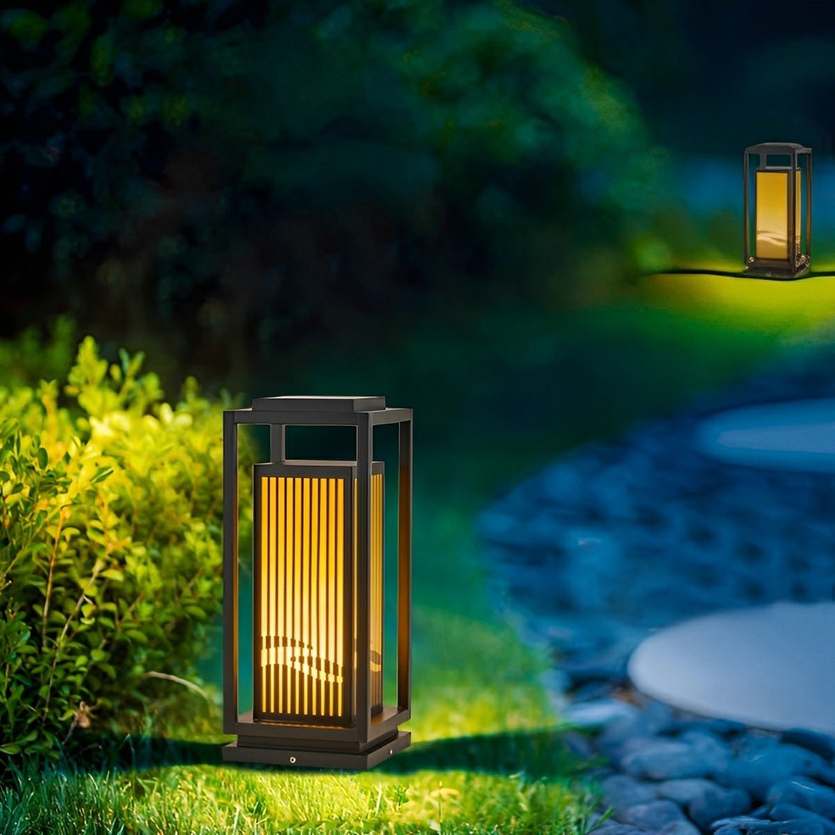 Minimalist Striped LED Black Modern Post Cap Light