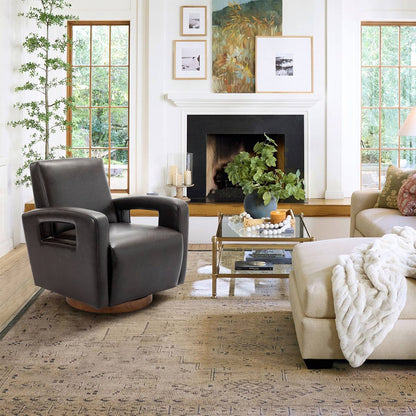 Modern 360 ° Faux Leather Swivel Accent Chair Armchair Single Sofa