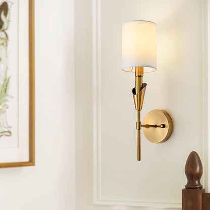 Modern Indoor Wall Sconces with White Fabric Shade