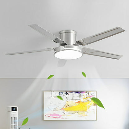 Modern Iron Five-leaf 6-speed Reverse Fan Dimming Ceiling Fan Light