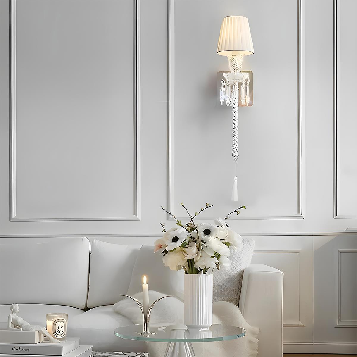 Modern Luxury Dimmable Wall Sconces with White Fabric Shade