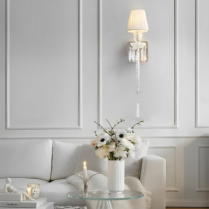 Modern Luxury Dimmable Wall Sconces with White Fabric Shade