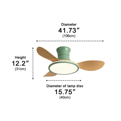 Modern Minimalist 15.7'' Lampshade 6-Speed Reverse Ceiling Fan Light