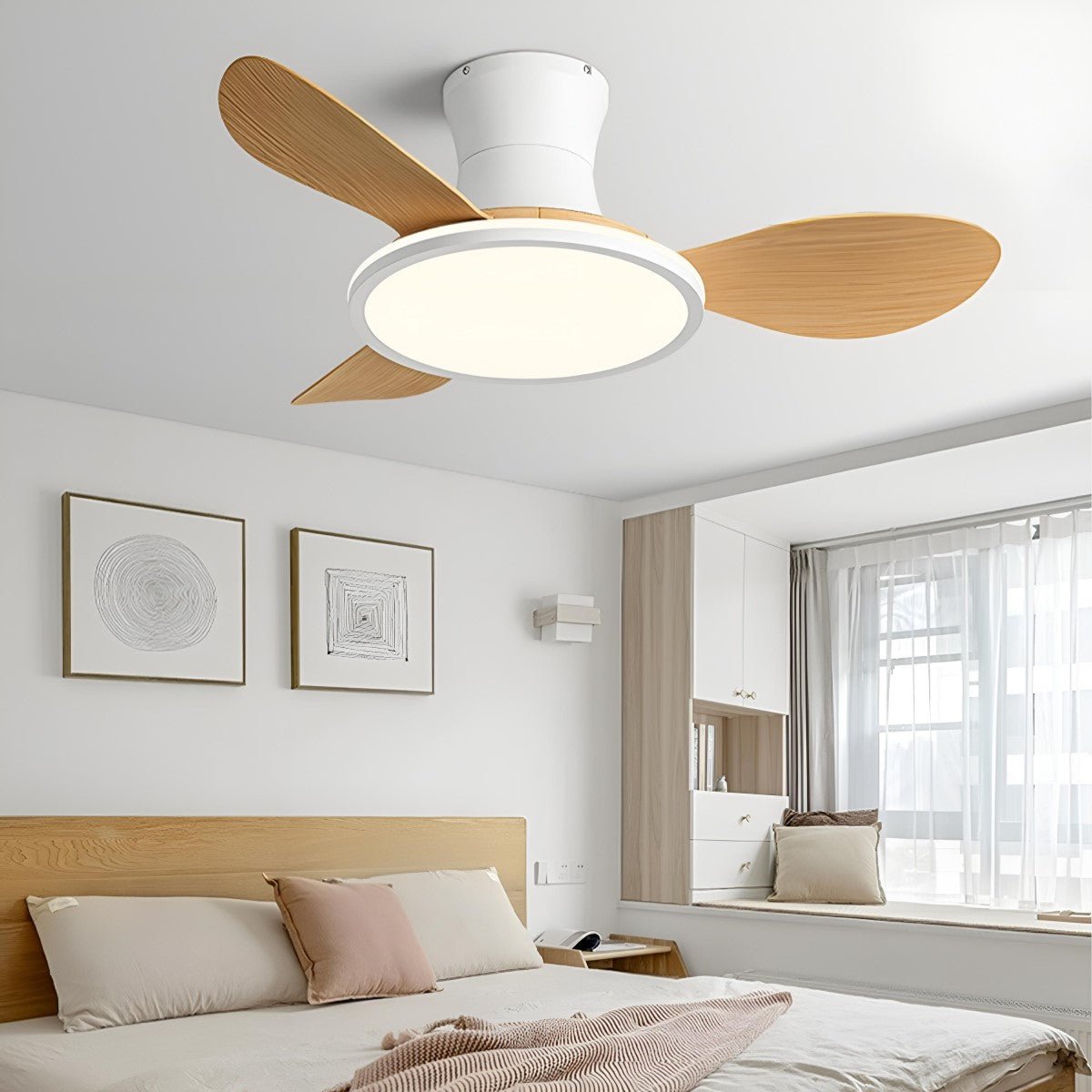 Modern Minimalist 15.7'' Lampshade 6-Speed Reverse Ceiling Fan Light