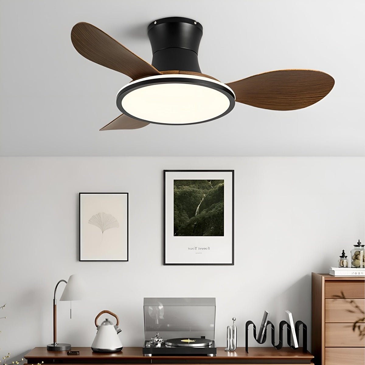 Modern Minimalist 15.7'' Lampshade 6-Speed Reverse Ceiling Fan Light