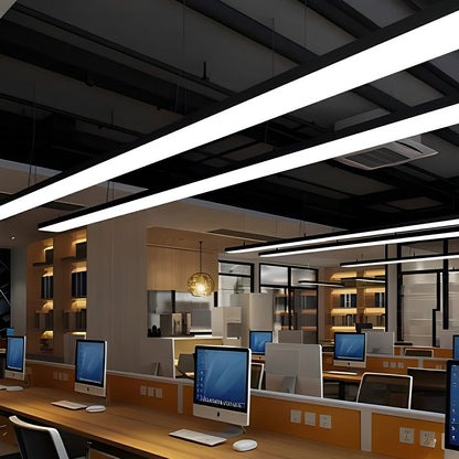 Modern Minimalist Black LED Recessed Office Hanging Light
