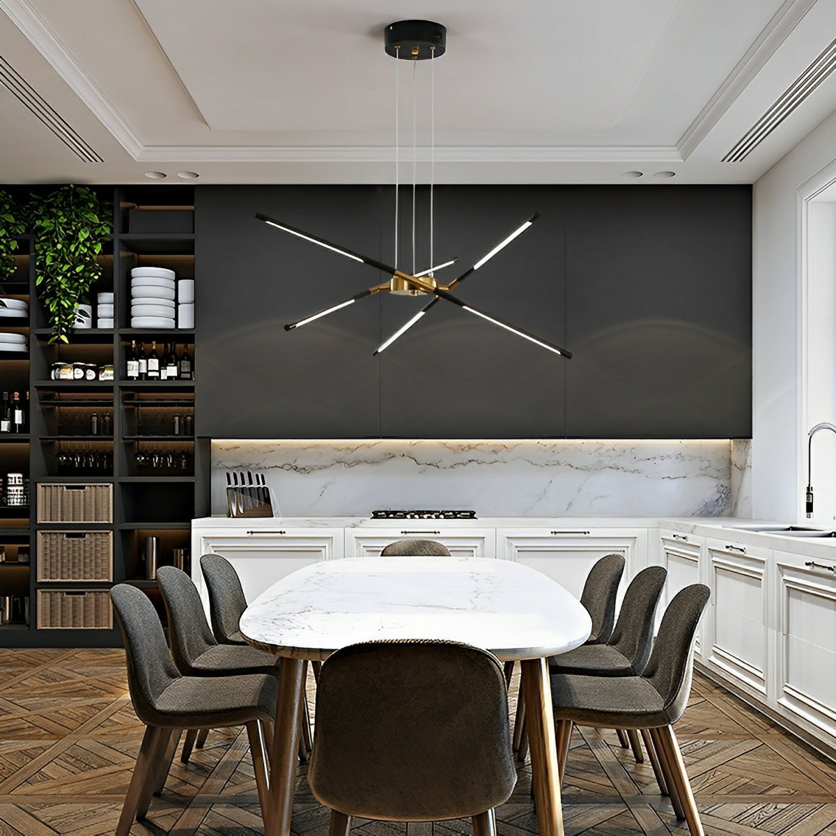 Modern Minimalist Geometric LED Long Strip Indoor Pendant Lights