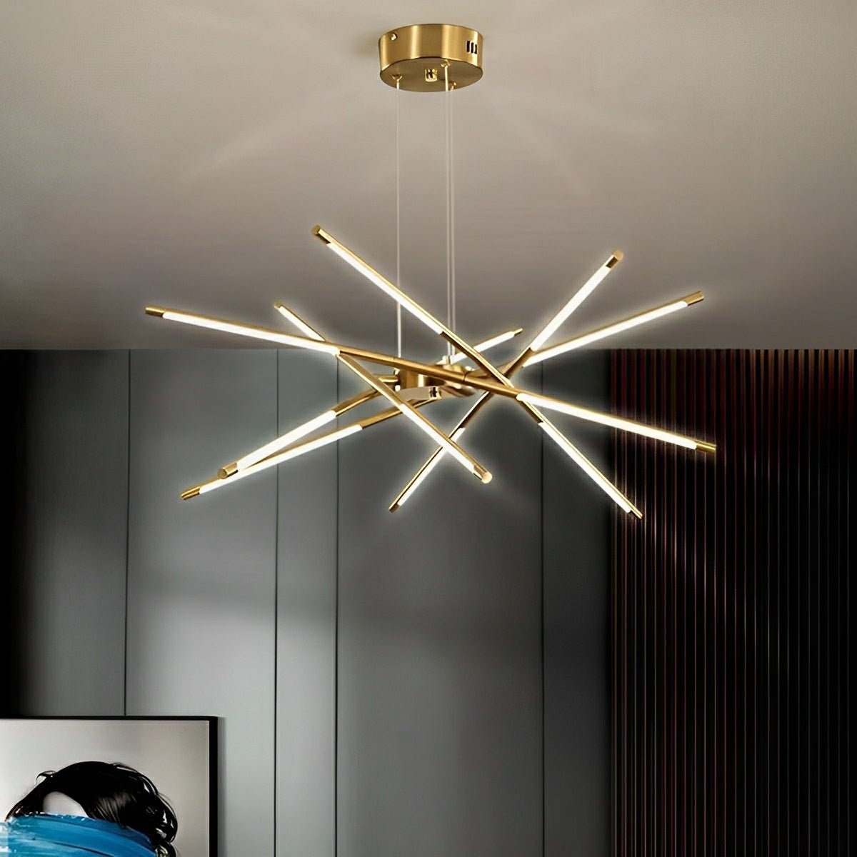 Modern Minimalist Geometric LED Long Strip Indoor Pendant Lights