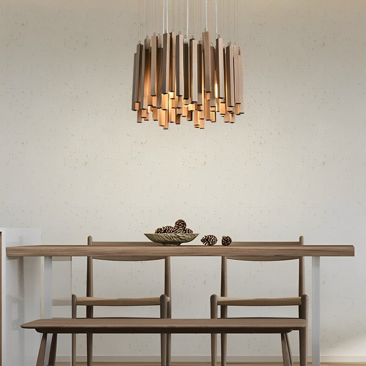 Modern Minimalist Wood Firewood Stick Chandelier Light