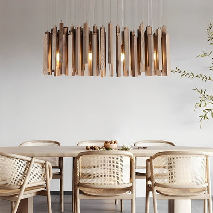 Modern Minimalist Wood Firewood Stick Chandelier Light