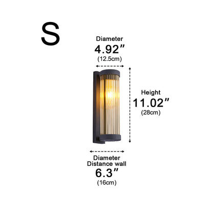 Modern Waterproof Cylinder Striped Glass Outdoor LED Porch Wall Lights