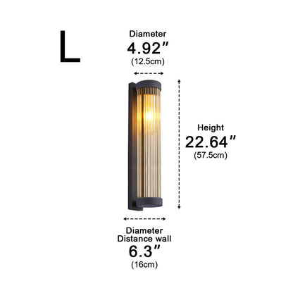 Modern Waterproof Cylinder Striped Glass Outdoor LED Porch Wall Lights