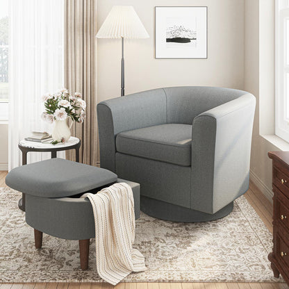 Modern Tufted Swivel Accent Chair with Armrest Ottoman-Armchair