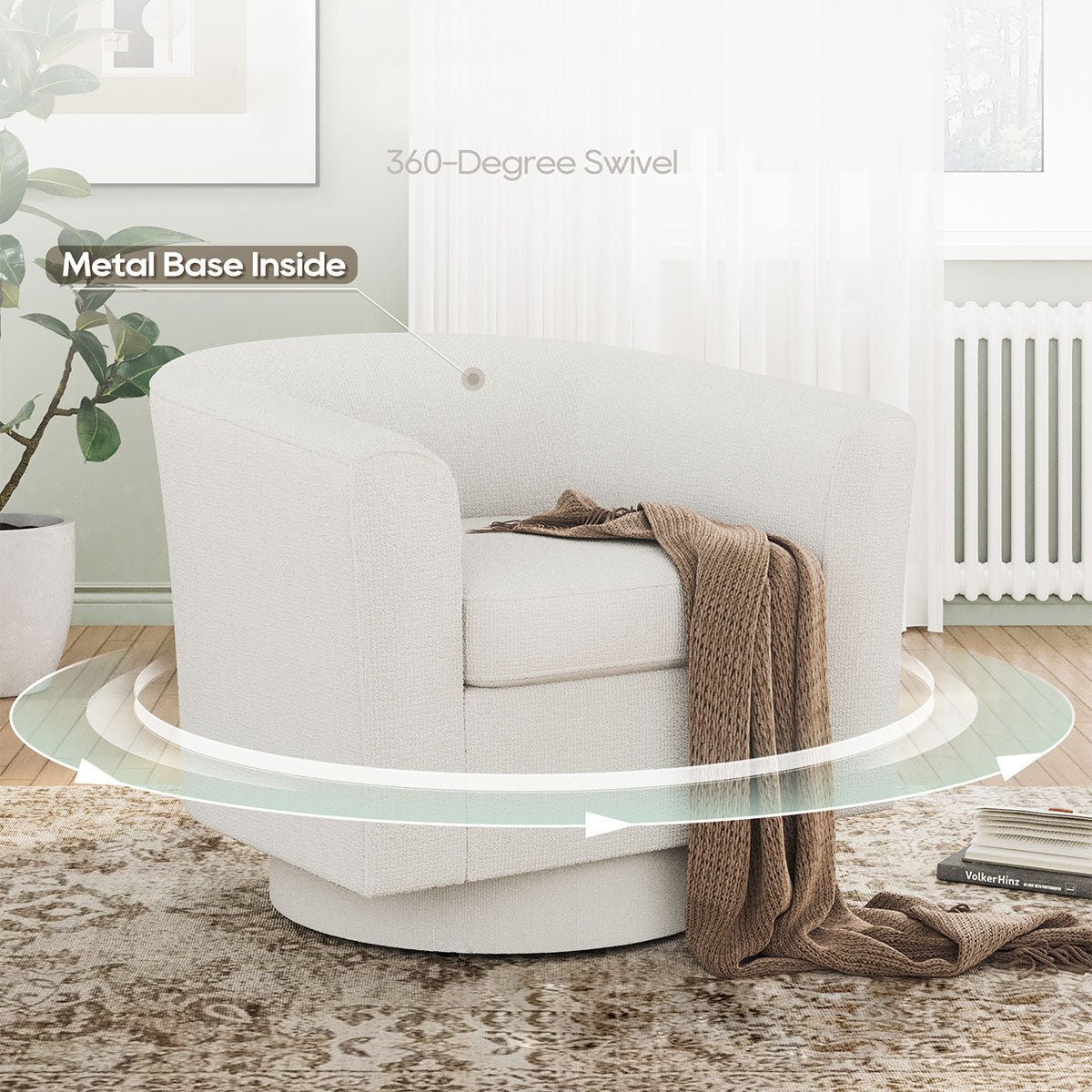 Modern Tufted Swivel Accent Chair with Armrest Ottoman-Armchair