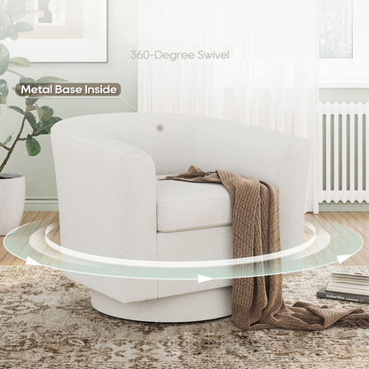 Modern Tufted Swivel Accent Chair with Armrest Ottoman-Armchair